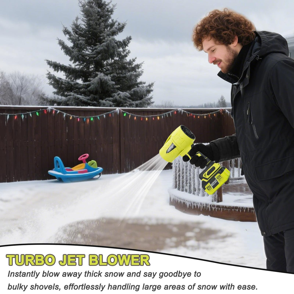 Violent Turbo Handheld Cordless Blower, Premium Pure Copper Motor & Turbo Fan Design, Multifunctional Air Duster for Garden Cleaning, Car Wash & Snow Removal