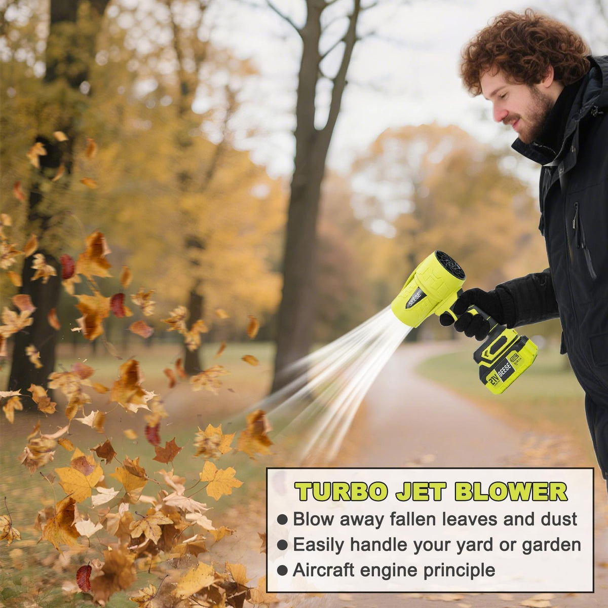 Violent Turbo Handheld Cordless Blower, Premium Pure Copper Motor & Turbo Fan Design, Multifunctional Air Duster for Garden Cleaning, Car Wash & Snow Removal