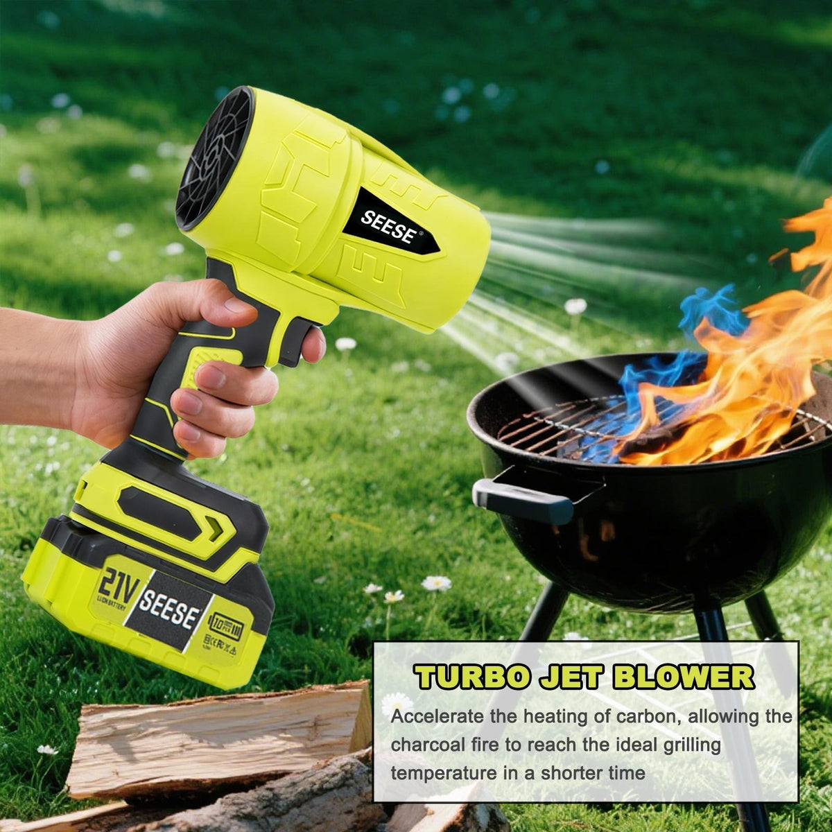 Violent Turbo Handheld Cordless Blower, Premium Pure Copper Motor & Turbo Fan Design, Multifunctional Air Duster for Garden Cleaning, Car Wash & Snow Removal
